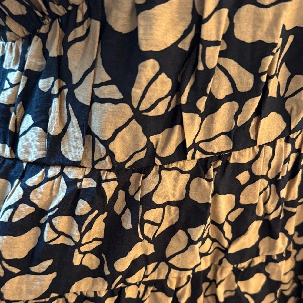 Abercrombie & Fitch Black Maxi Dress with Tan Leaf Pattern